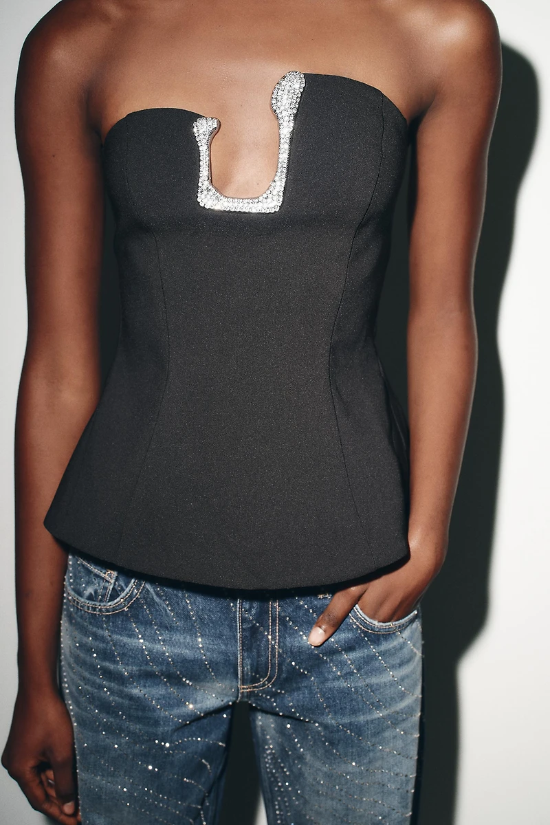 TOP BUSTIER À BRILLANTS