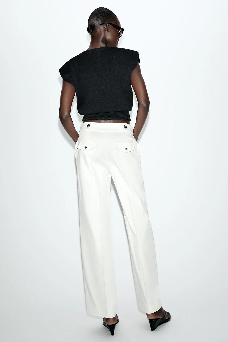 METALLIC BUTTON PANTS