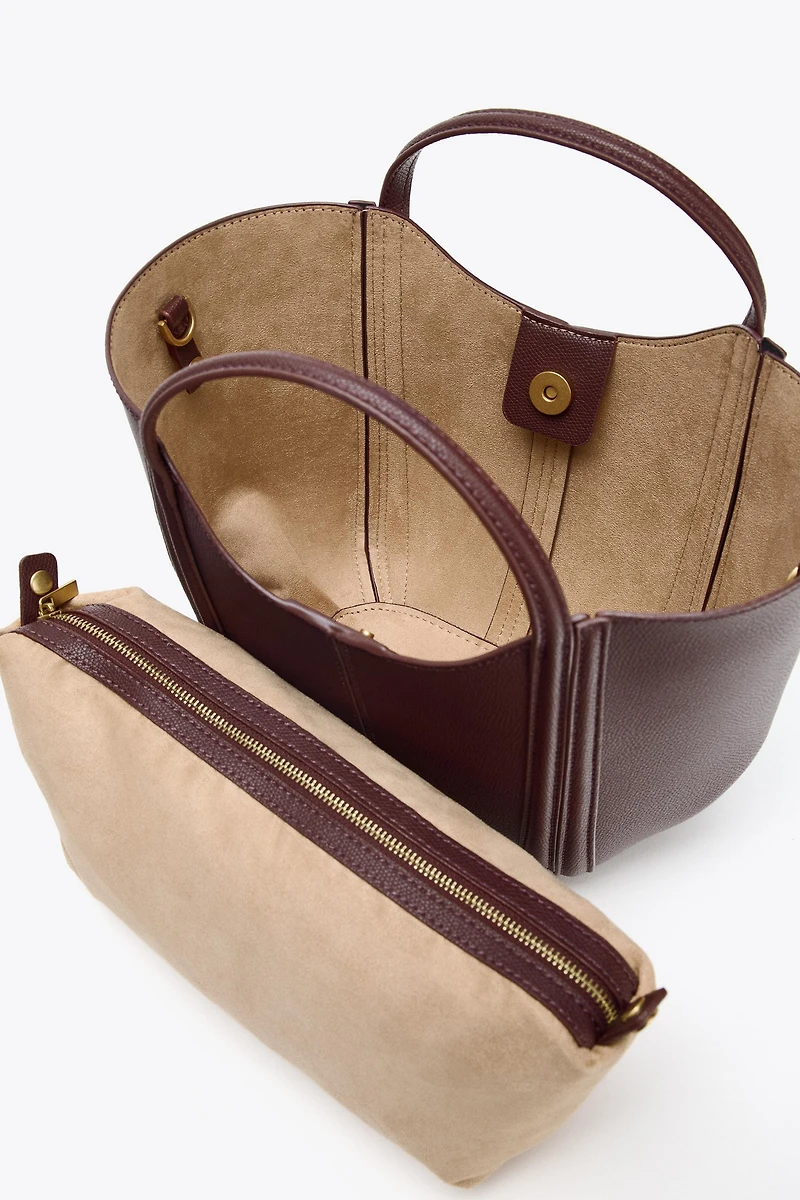 TOPSTITCHED MINI CITY BAG
