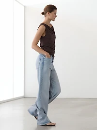 Cowl neck top with rhinestone detail