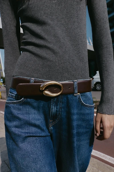 OVAL BUCKLE LEATHER BELT