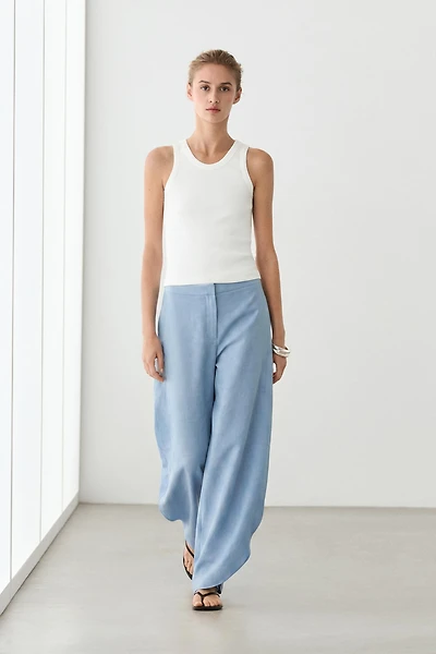 Pantalon fluide volumineux en lin