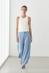 Voluminous flowing linen blend pants