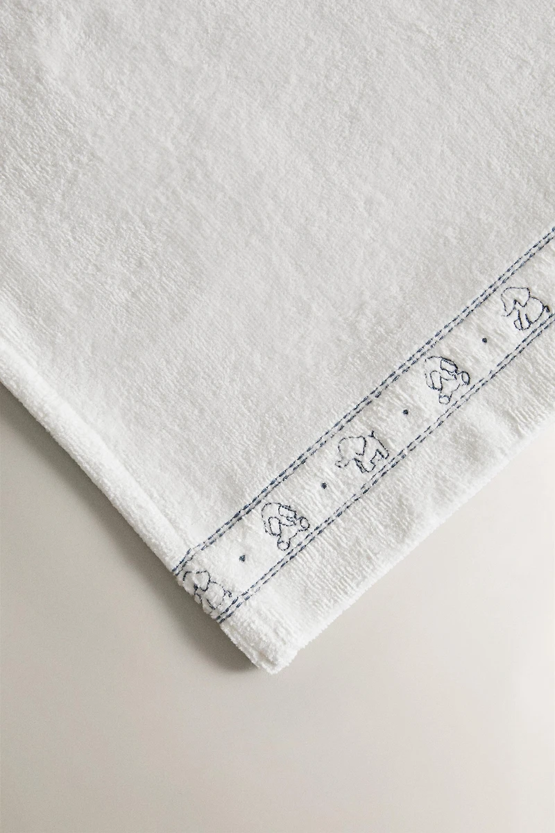 SERVIETTE DE BAIN ENFANT VELOURS ÉLÉPHANTS