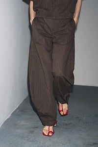 ZW COLLECTION STRIPED LINEN BLEND BALLOON PANTS