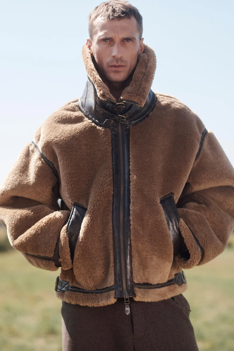 CONTRAST FAUX FUR LEATHER JACKET LIMITED EDITION