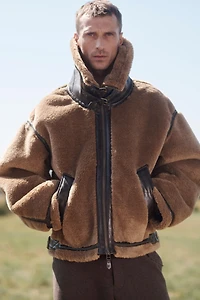 CONTRAST FAUX FUR LEATHER JACKET LIMITED EDITION