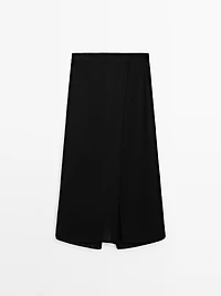 Long linen blend skort