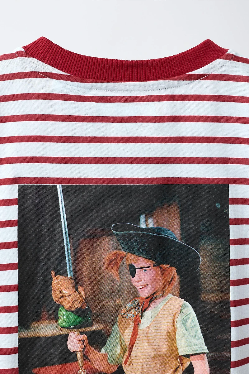 PIPPI LONGSTOCKING STRIPE PRINT T-SHIRT