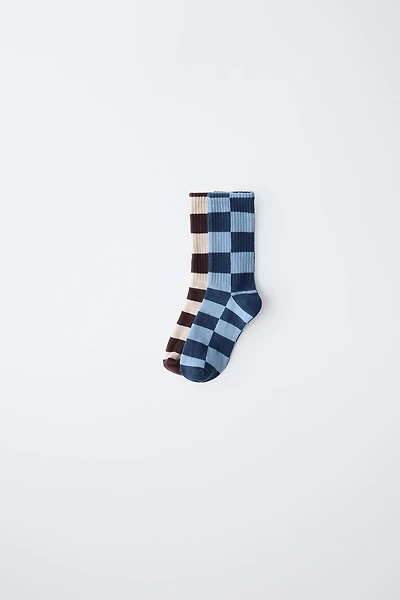 TWO-PACK OF CHECKERBOARD LONG SOCKS