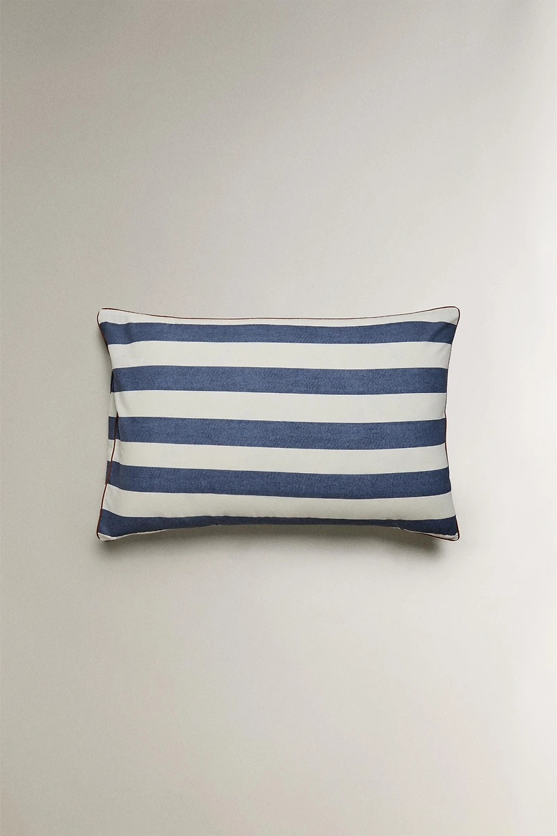 FADED COTTON STRIPED PILLOWCASE