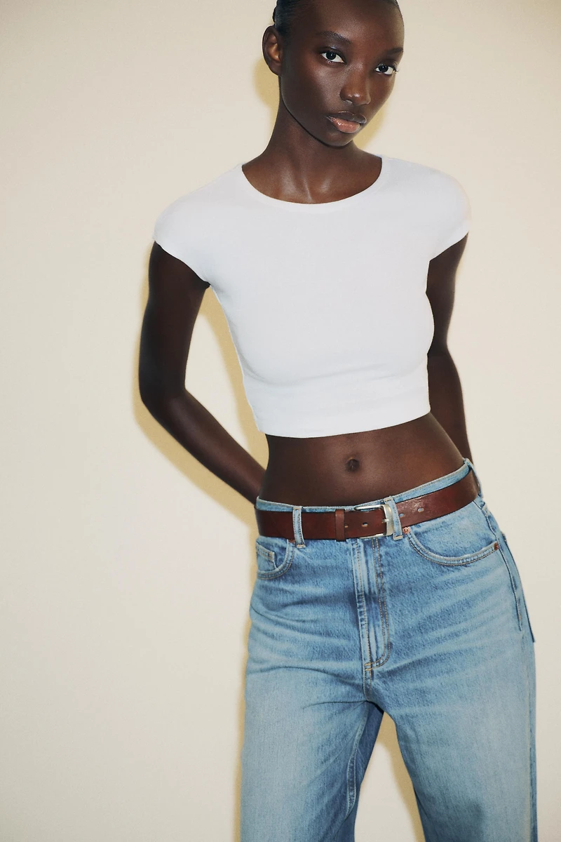 COTTON MODAL CROP T-SHIRT