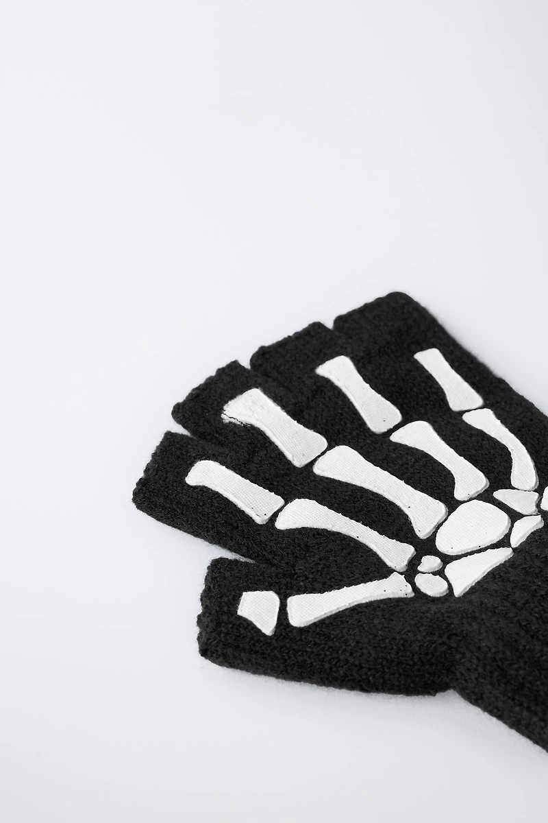 SKELETON COSTUME KNIT MITTENS