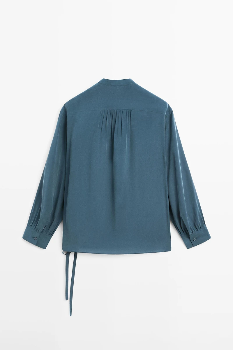 Flowing surplice blouse