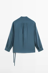 Flowing surplice blouse