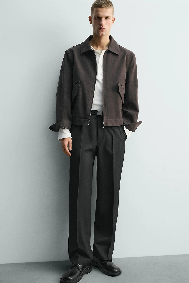PLEATED STRAIGHT FIT PANTS