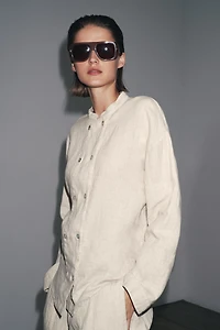 100% LINEN OVERSHIRT ZW COLLECTION