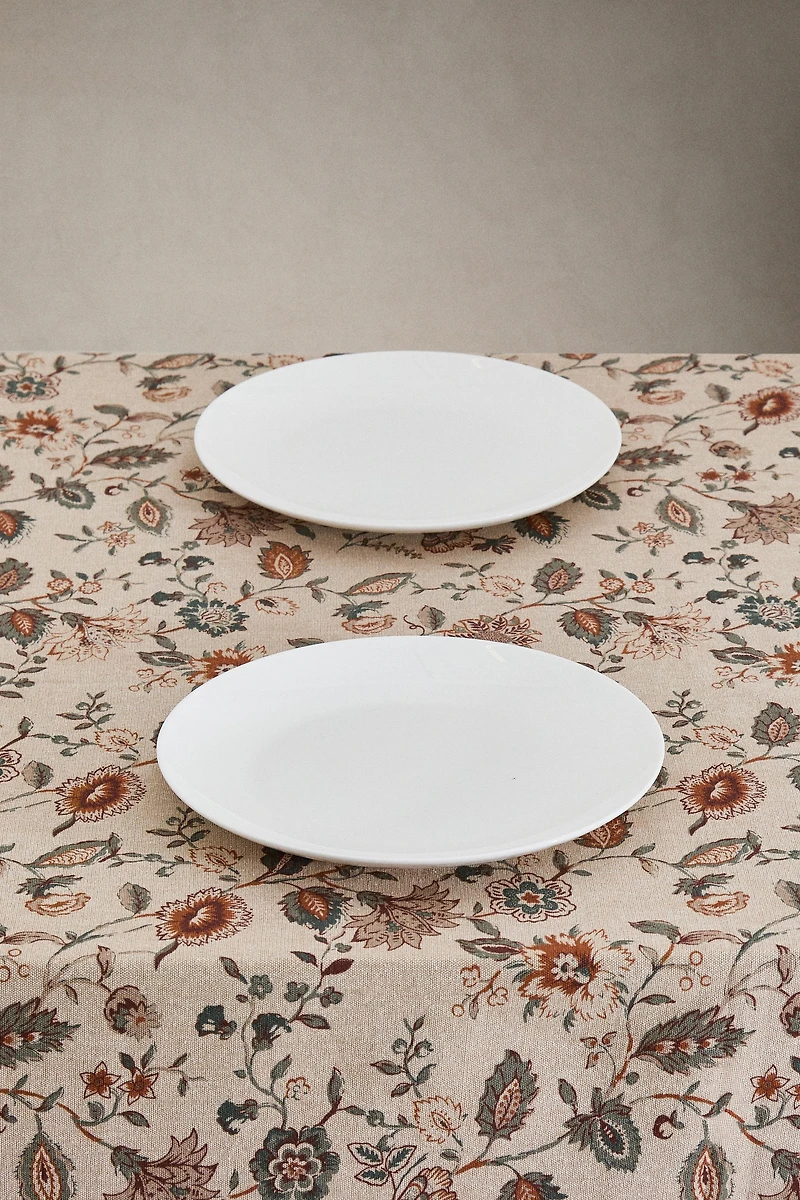 FLORAL PRINT TABLECLOTH WITH TOPSTITCHING