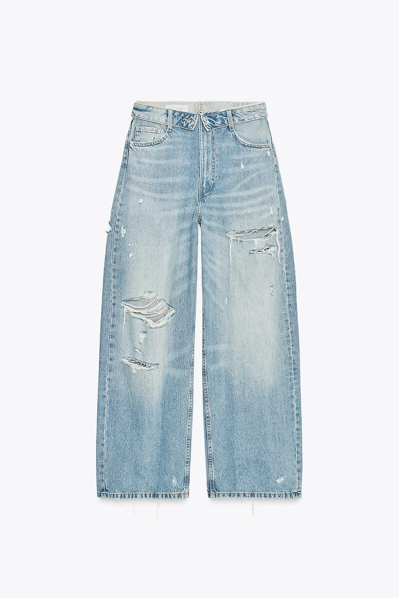 TRF MID-RISE FOLD-OVER WAISTBAND JEANS