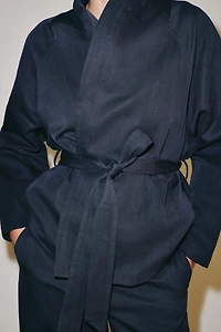 ZW COLLECTION LINEN BELTED BLAZER