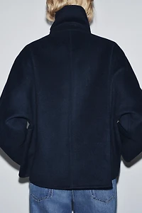ZW COLLECTION WOOL BLEND FAUX FUR COLLAR JACKET