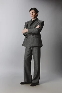 PANTALON DE COSTUME STRUCTURÉ À CHEVRONS AVEC LAINE
