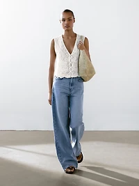 Veste sans manches brodée 100 % coton