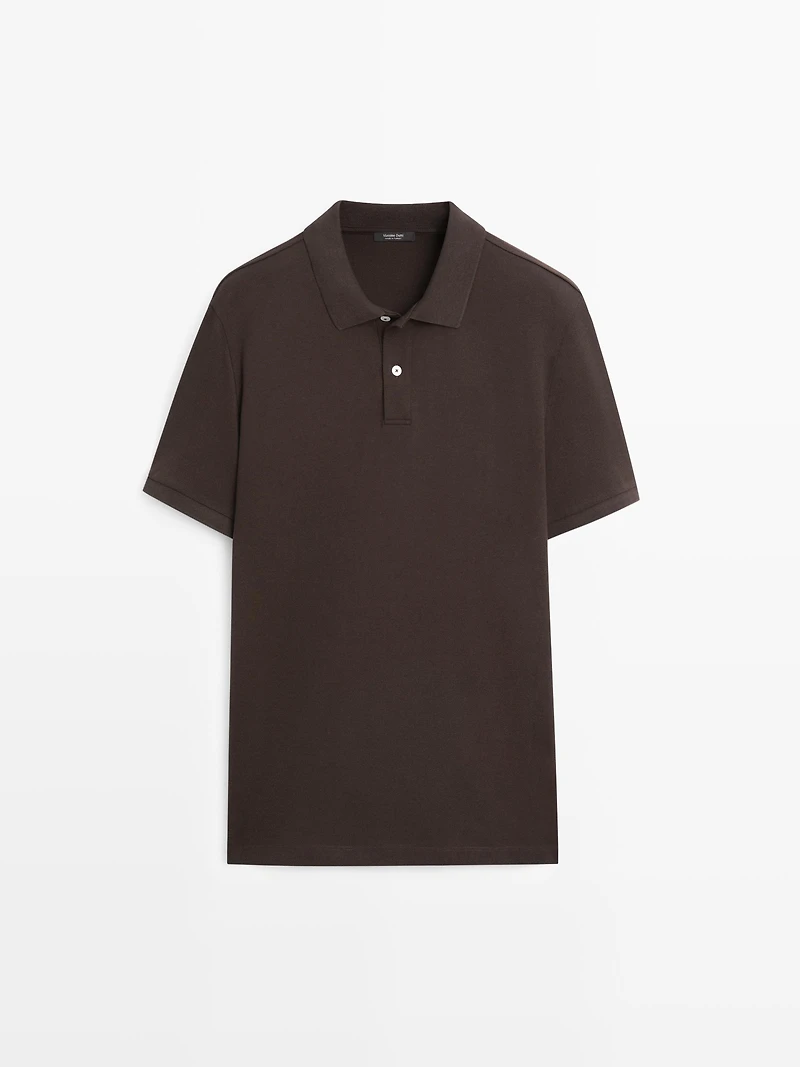 Micro textured cotton polo shirt