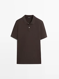 Micro textured cotton polo shirt