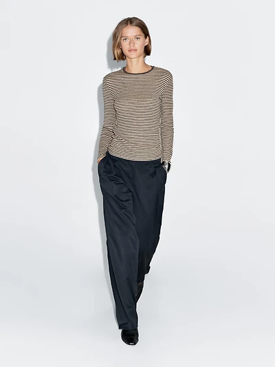 Long-sleeve cotton blend T-shirt