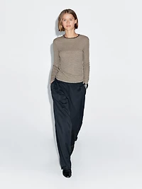 Long-sleeve cotton blend T-shirt