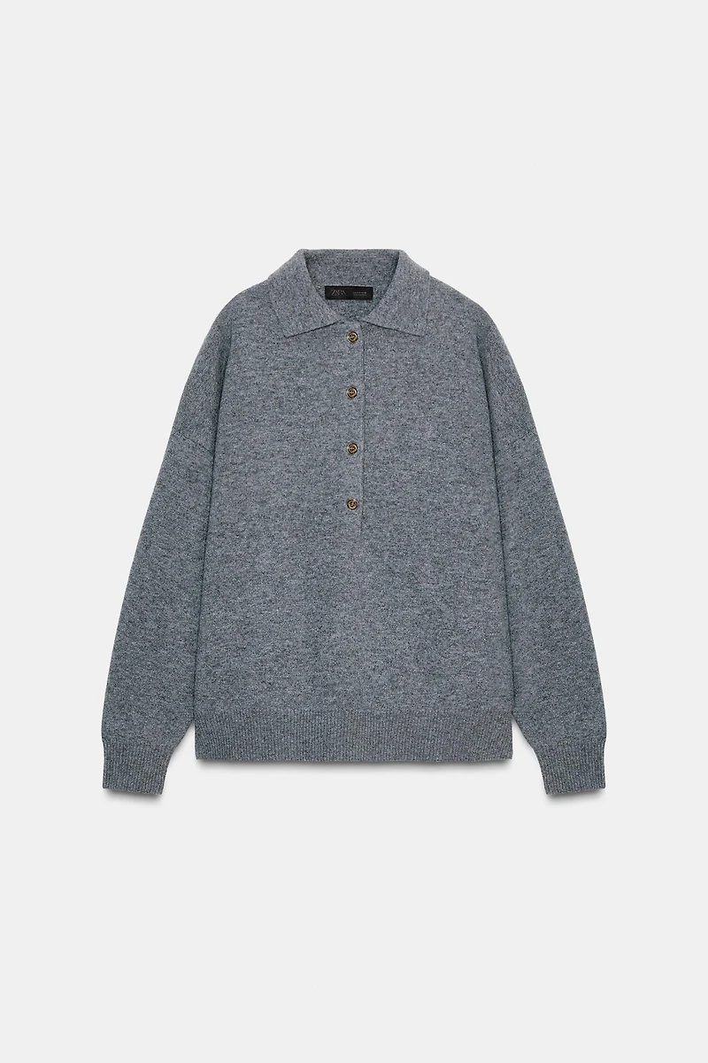 POLO 95% LAINE EN MAILLE LISSE