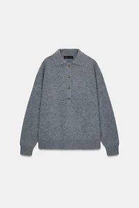 POLO 95% LAINE EN MAILLE LISSE