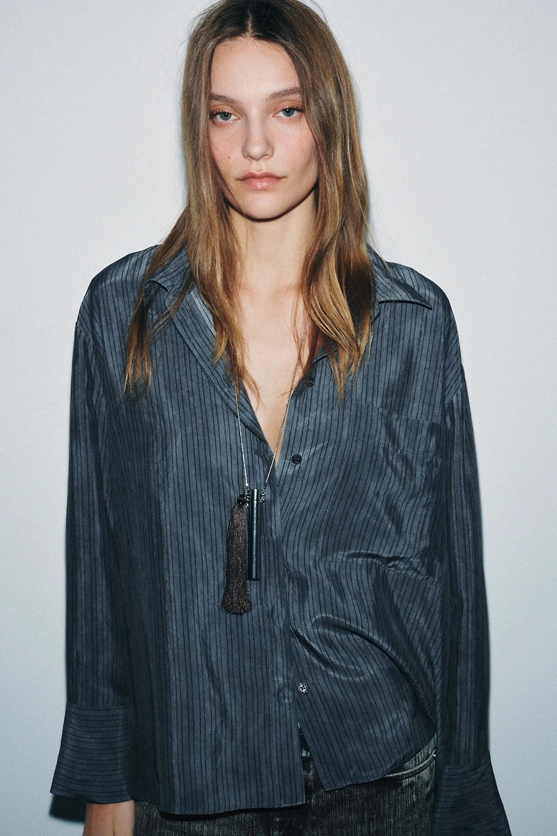 CHEMISE OVERSIZE FLUIDE À RAYURES ZW COLLECTION