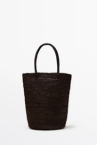 Mini raffia bucket bag