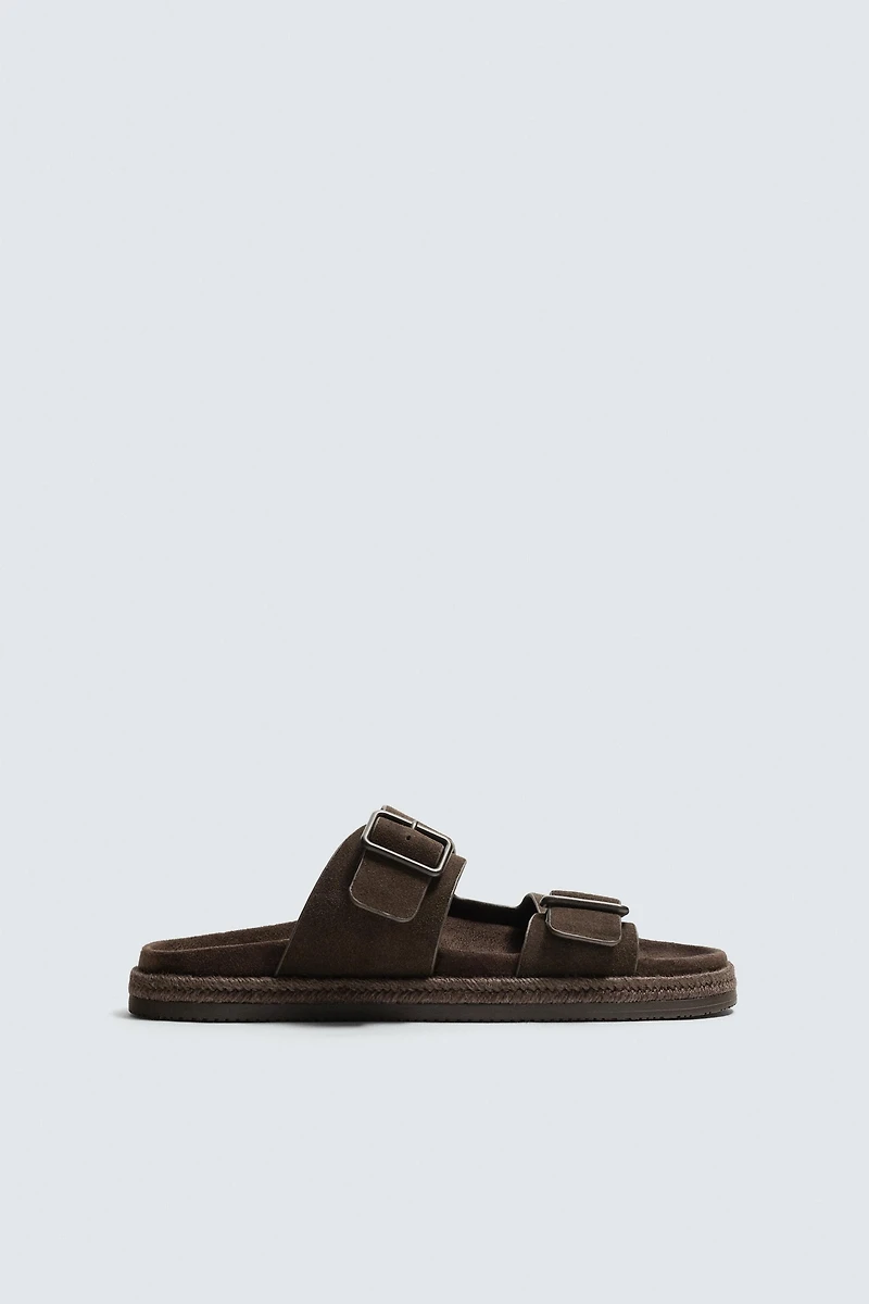 DOUBLE STRAP LEATHER SANDALS