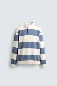 CONTRAST COLLAR POLO SWEATSHIRT