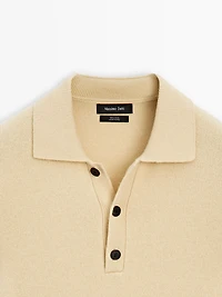 100% wool knit polo sweater