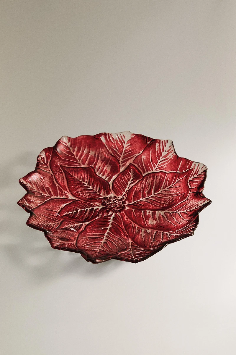 ASSIETTE À DESSERT EN VERRE FLEUR NOËL