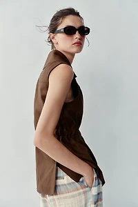 GILET EN LIN AVEC CEINTURE