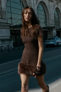 ROBE EN MAILLE BIMATIÈRE EFFET FOURRURE