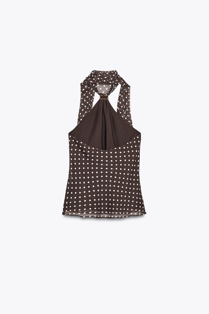TOP HALTER À POIS ET DÉTAILS