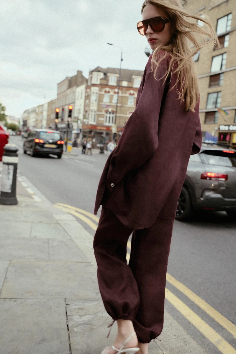 PANTALON BOUFFANT EN LIN