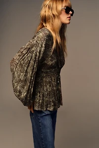 METALLIC THREAD PRINT BLOUSE
