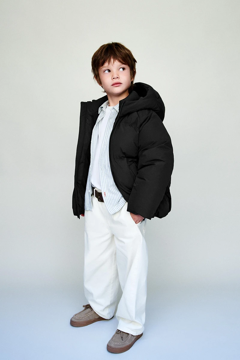 WATER REPELLENT HOODED PUFFER COAT