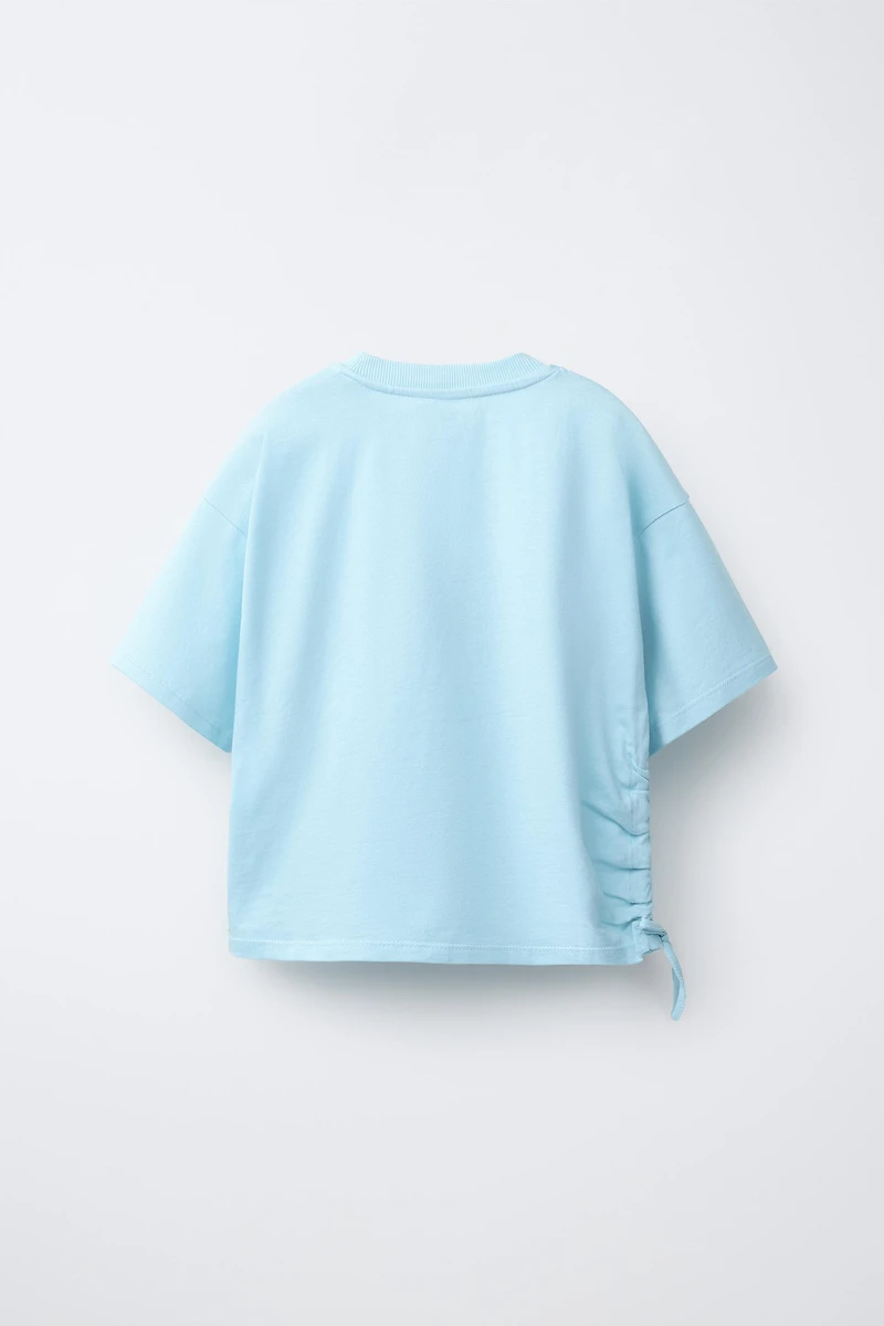 RUCHED TEXT T-SHIRT