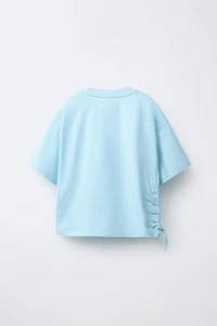RUCHED TEXT T-SHIRT