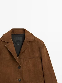 Blazer en cuir finition daim avec surpiqûre