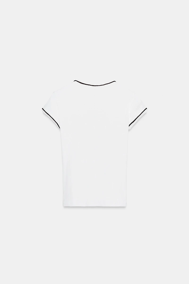 T-SHIRT WITH METALLIC THREAD TRIM
