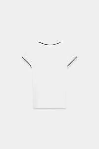 T-SHIRT WITH METALLIC THREAD TRIM